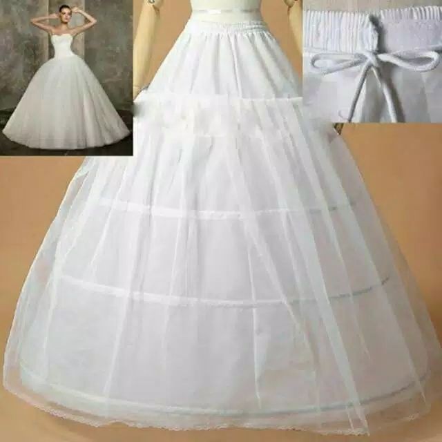 PLAT GRADE A Petticoat kawat gaun RING 4 jala Gaun Pengantin Pesta Wisuda Ujian Praktek KAWAT GAUNPetticoat Wedding dress/ Pertikut Pengembang Gaun Pengantin  (4 Ring 2 Layer)l Rok Dalaman Gaun Pengantin  murah