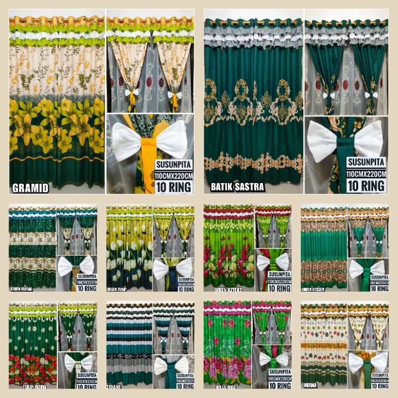 GORDEN SMOKRING SUSUN PITA 10 RING MURAH HORDEN PINTU TIRAI JENDELA KAMAR TIDUR MOTIF TERBARU 2022 W