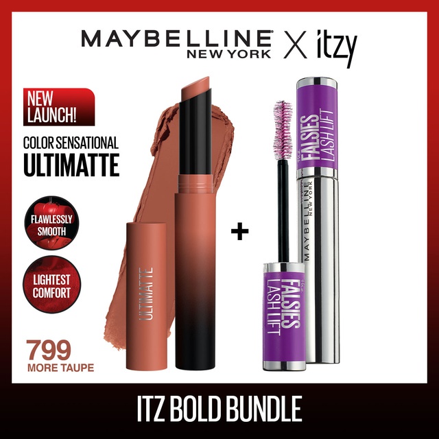 Maybelline Itz Bold Bundle(Color Sensational Ultimatte Lipstik 799 699 + Lash Lift Mascara) - Makeup