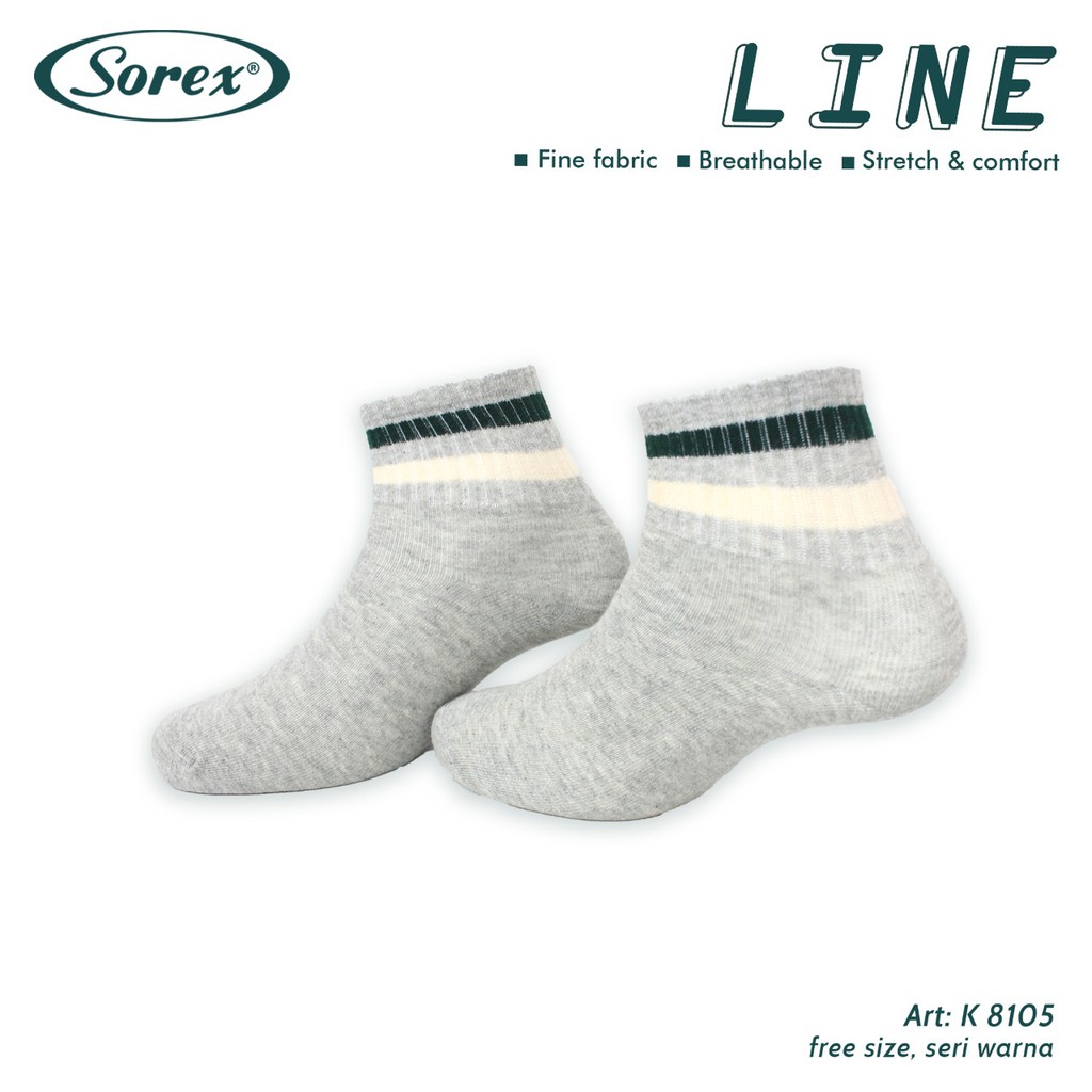 Sorex Kaos Kaki Pria Line Socks Freesize Semata Kaki K 8105