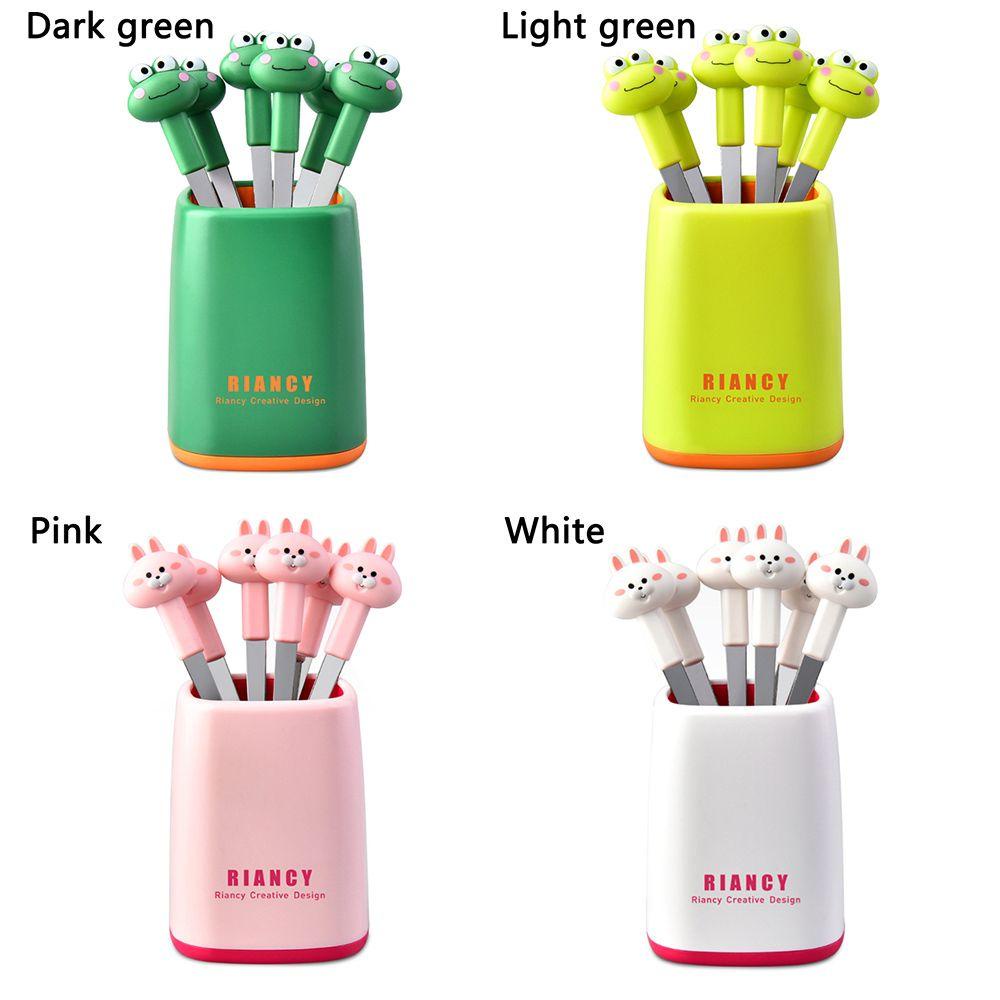 Populer 6PCS Garpu Buah Reusable Dekorasi Pesta Tusuk Gigi Stainless Steel