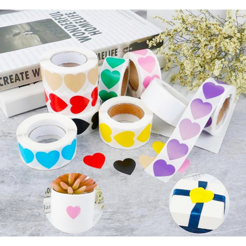 

Label Sticker stiker Waru Hati Heart Shape segel kemasan hiasan dekorasi packaging sealer dus toples