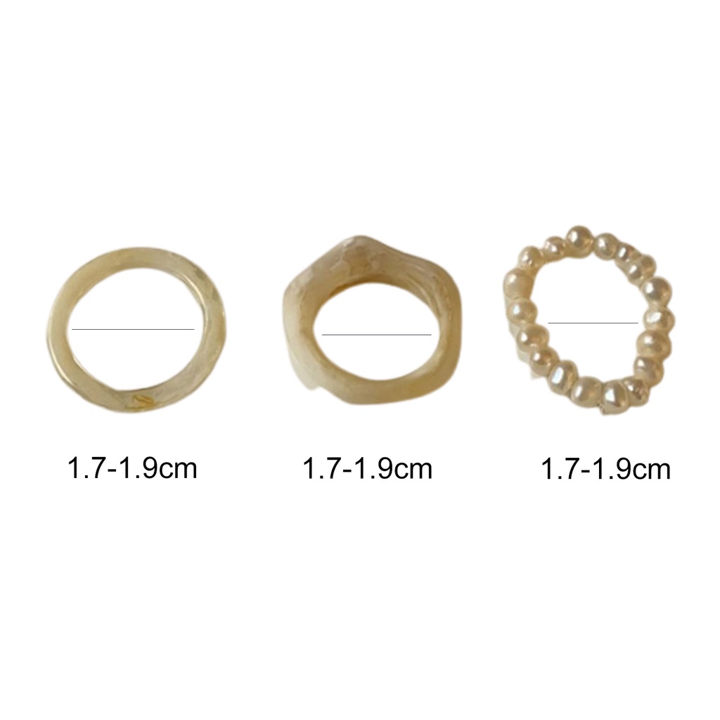 Hu Hu Hu Hu Hu Alat Bantu Pasang Kacamata♡ 3pcs / Set Cincin Jari Transparan Aksen Mutiara Imitasi Gaya Simple Untuk Wanita