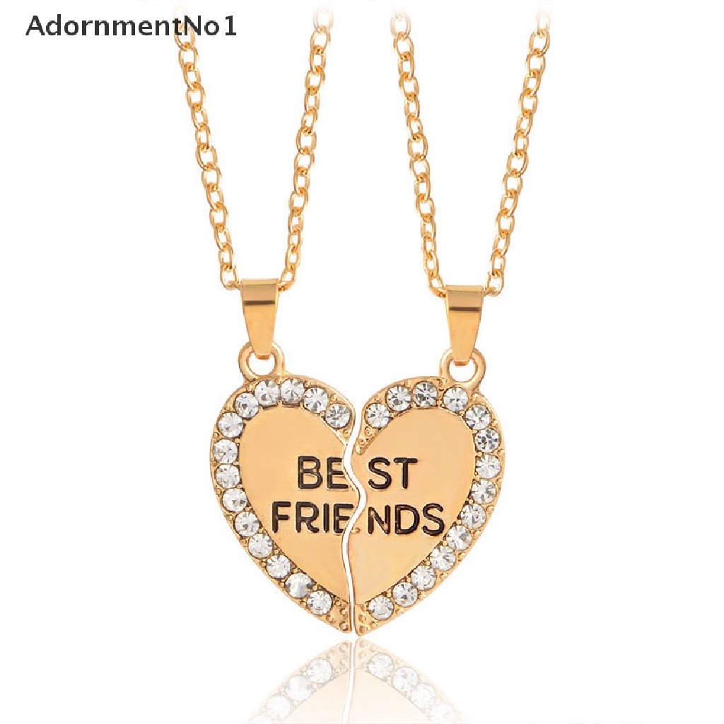 (AdornmentNo1) Kalung Rantai Dengan Liontin Hati Motif Tulisan Best Friend Untuk Wanita