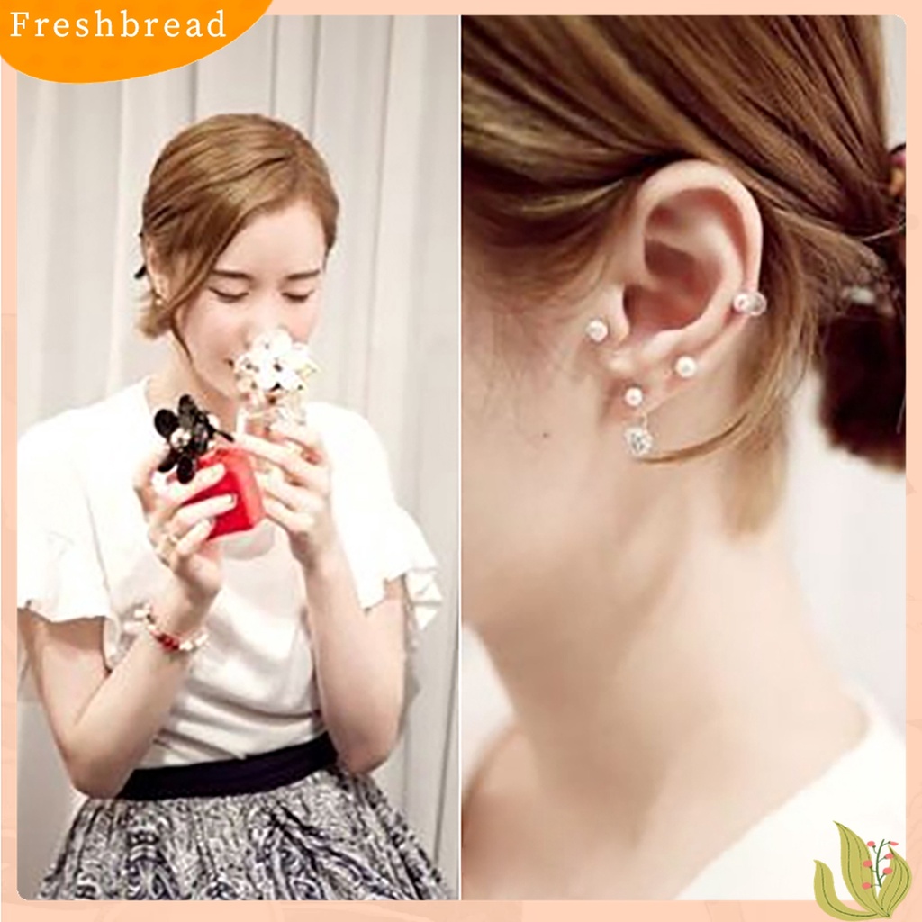 [TERLARIS]1Pair Ear Studs Faux Pearl Decor Jewelry Alloy Women Front Back Stud Earrings for Birthday Party