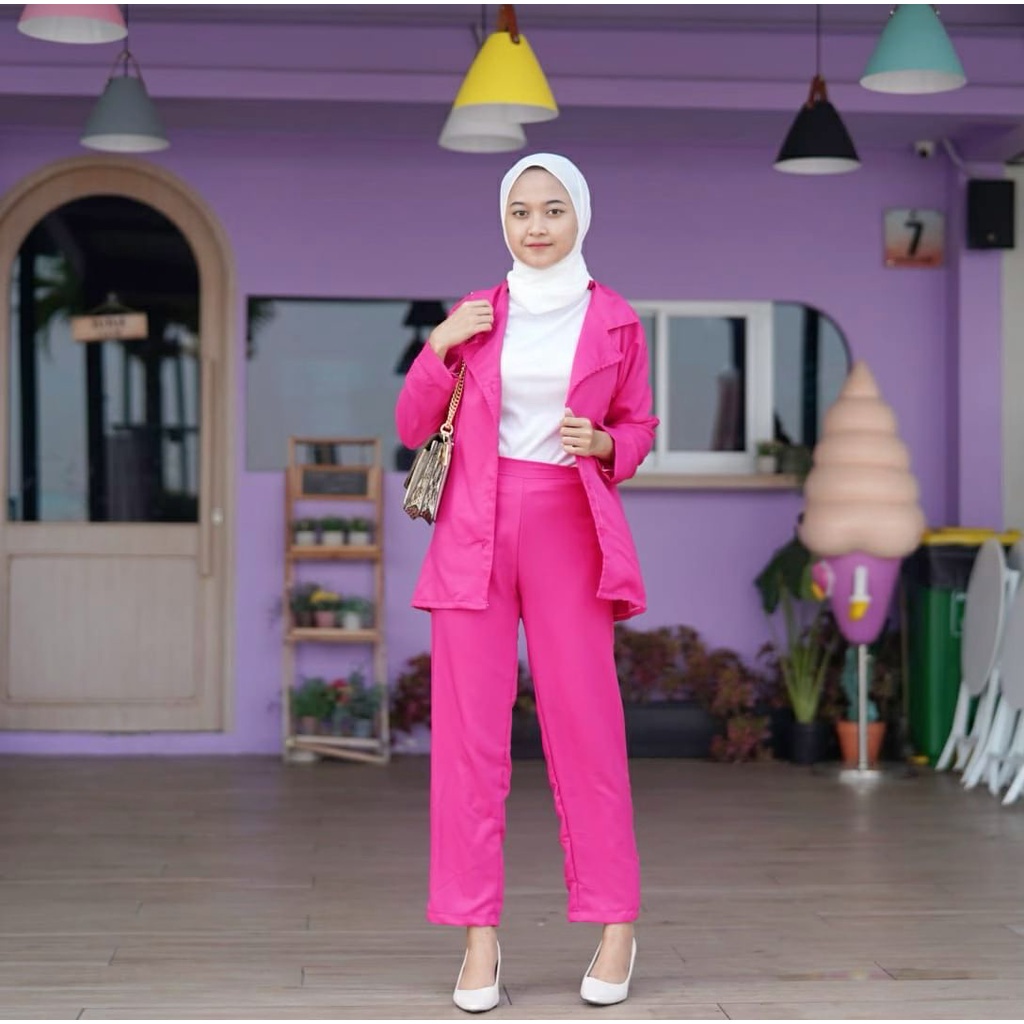 Tq88indonesia Fashion Setelan Cardigan Wanita Terbaru / NABILA BLAZER SET SHAKILA / Set Polos Wanita / Baju Stelan Kantor / Setelan Jas / Pakaian Kantor Wanita