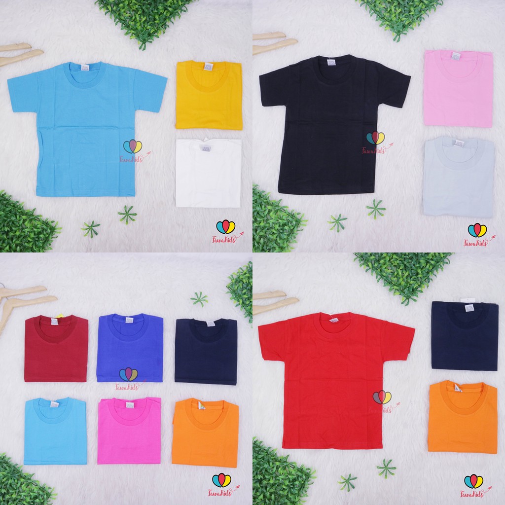 (TERMURAH) KAOS POLOS ANAK 2-10 Tahun / GROSIR MIN 6 PCS Combed Partai Lengan Pendek O Neck