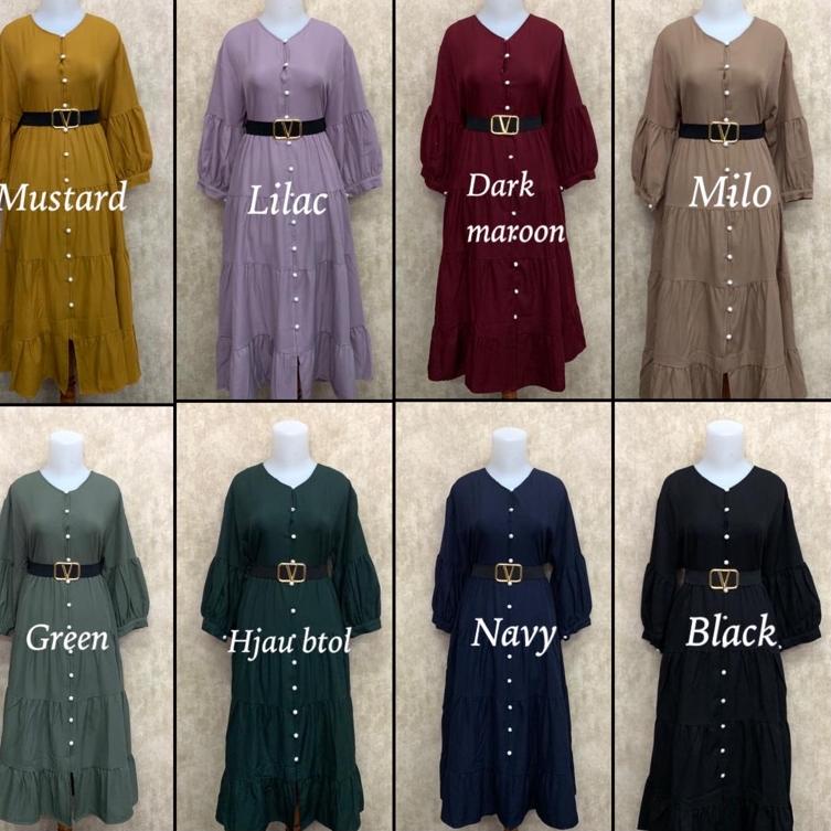 MIDI DRESS FULL KANCING OCHA MIDI DRESS BUSUI BUMIL GROSIR ECER MUSLIM ▪ IDL.19Au22ᴬ
