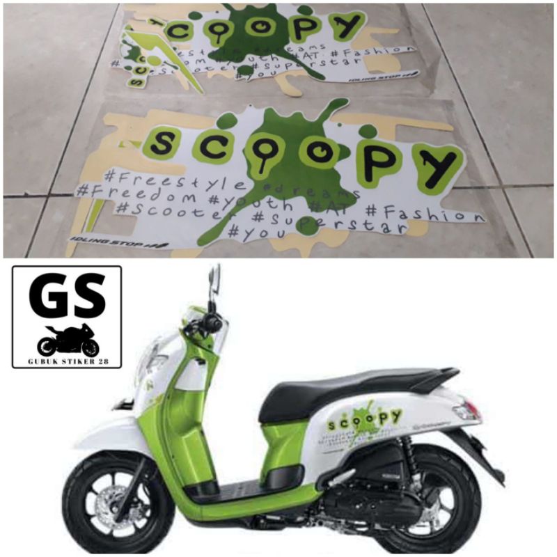 STRIPING STIKER LIS BODY MOTOR HONDA SCOOPY TAHUN 2017 PUTIH SPORTY ORISINIL