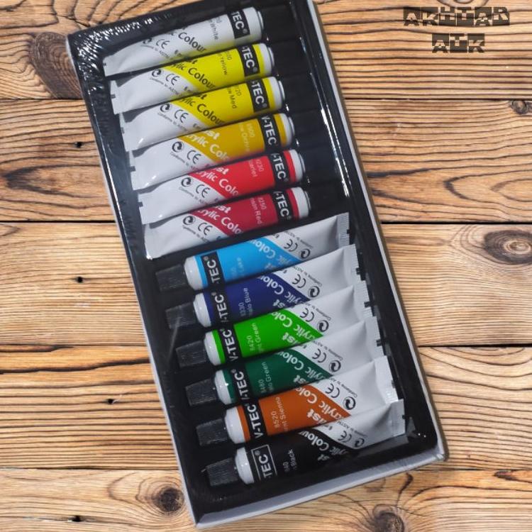 

Sangat Nyaman.. Cat Akrilik 12 Warna Vtec / Cat Acrylic Colour Paint Set V-tec Lukis Kanvas