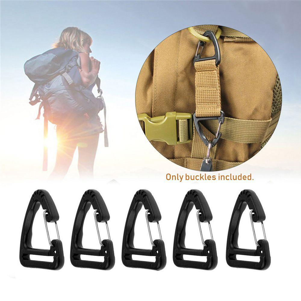 Rebuy Outdoor Tools 5Pcs Hitam Bentuk Segitiga Tas Ransel Aksesoris Kait Mendaki Gesper