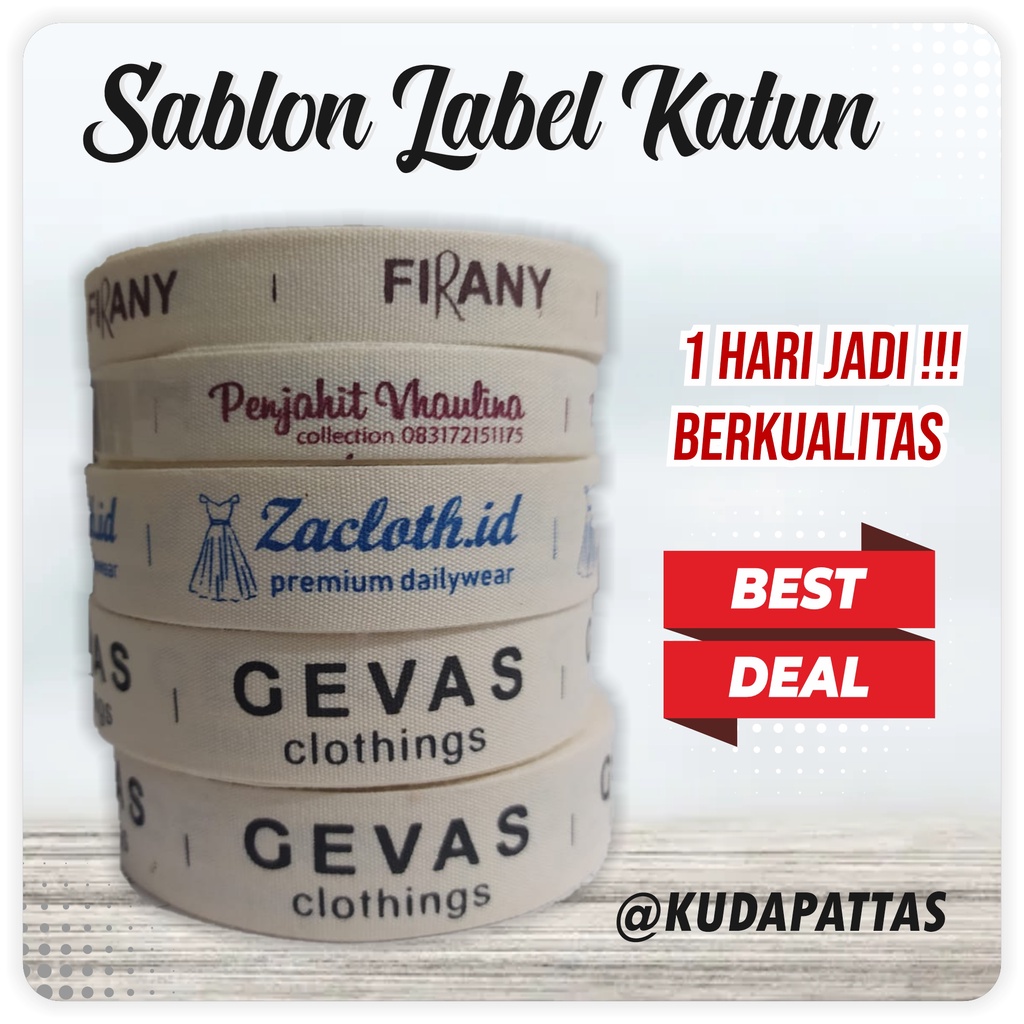 

(TERMURAH!!!) Label Katun / Label Baju / Label Pakaian / Label Satin / Label Konveksi Sablon Custom