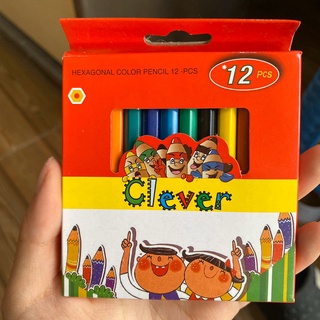 pensil warna clever ukuran kecil original (12 pcs)