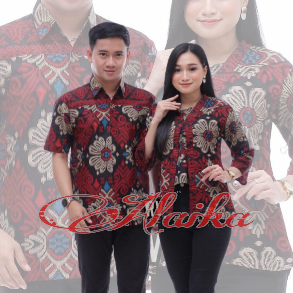 batik couple hem & blus / couple batik kantor modern / batik sarimbit ayah ibu / batik couple cowok 