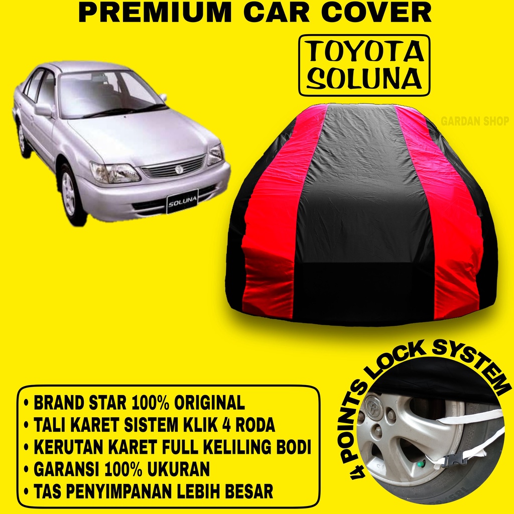 Body Cover TOYOTA SOLUNA Sarung Strip MERAH Penutup Pelindung Bodi Mobil Toyota Soluna Waterproof PREMIUM