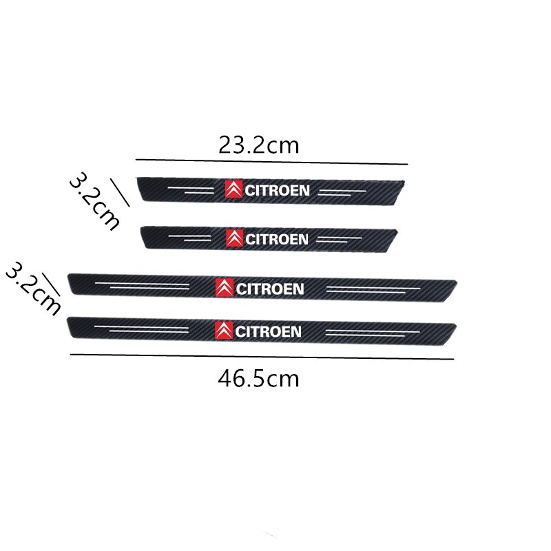 4pcs Pelindung Sill Pintu Mobil Bahan Carbon Fiber Untuk Citroen