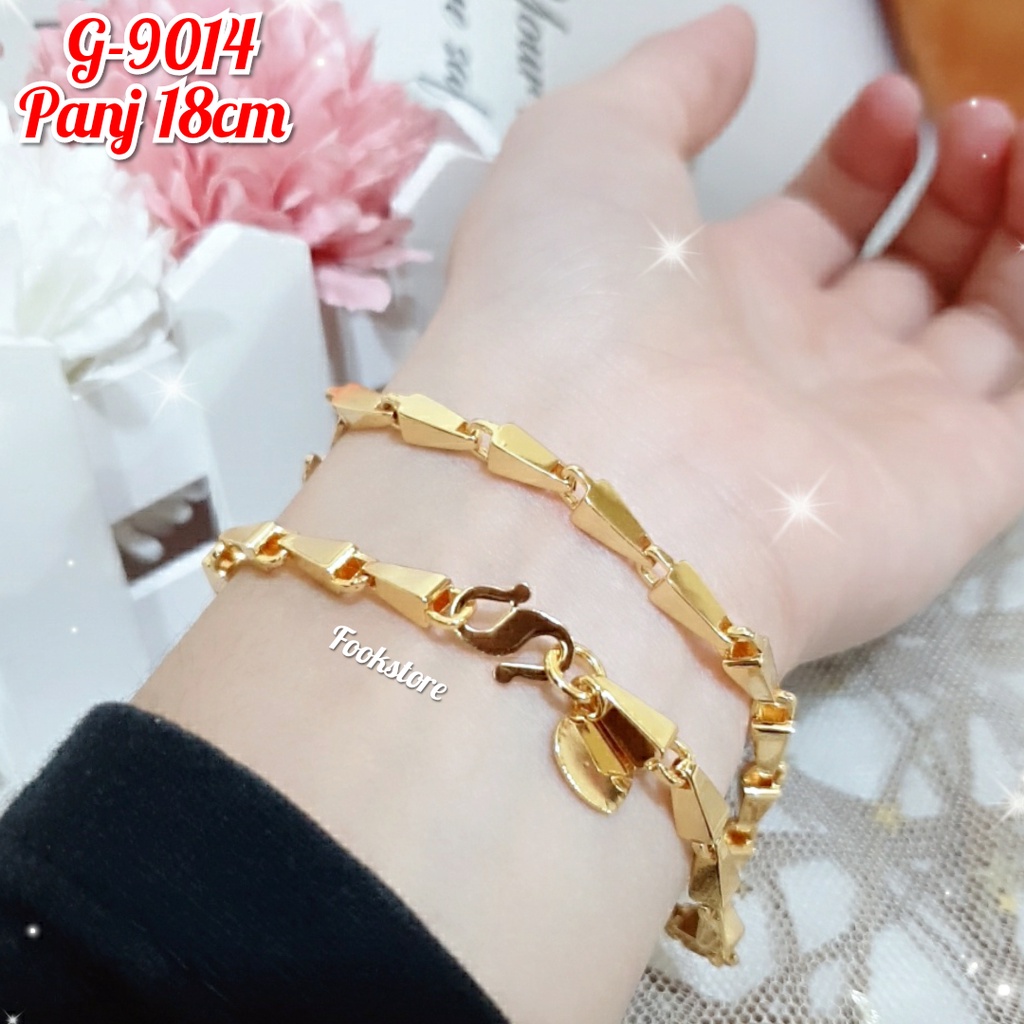 Gelang Tangan Xuping Gold Wanita Dewasa Motif Rantai Permata Cantik