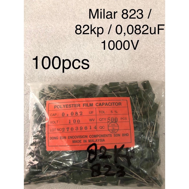 100Pcs Kapasitor Milar 823 milar 82kp milar 0,082uF