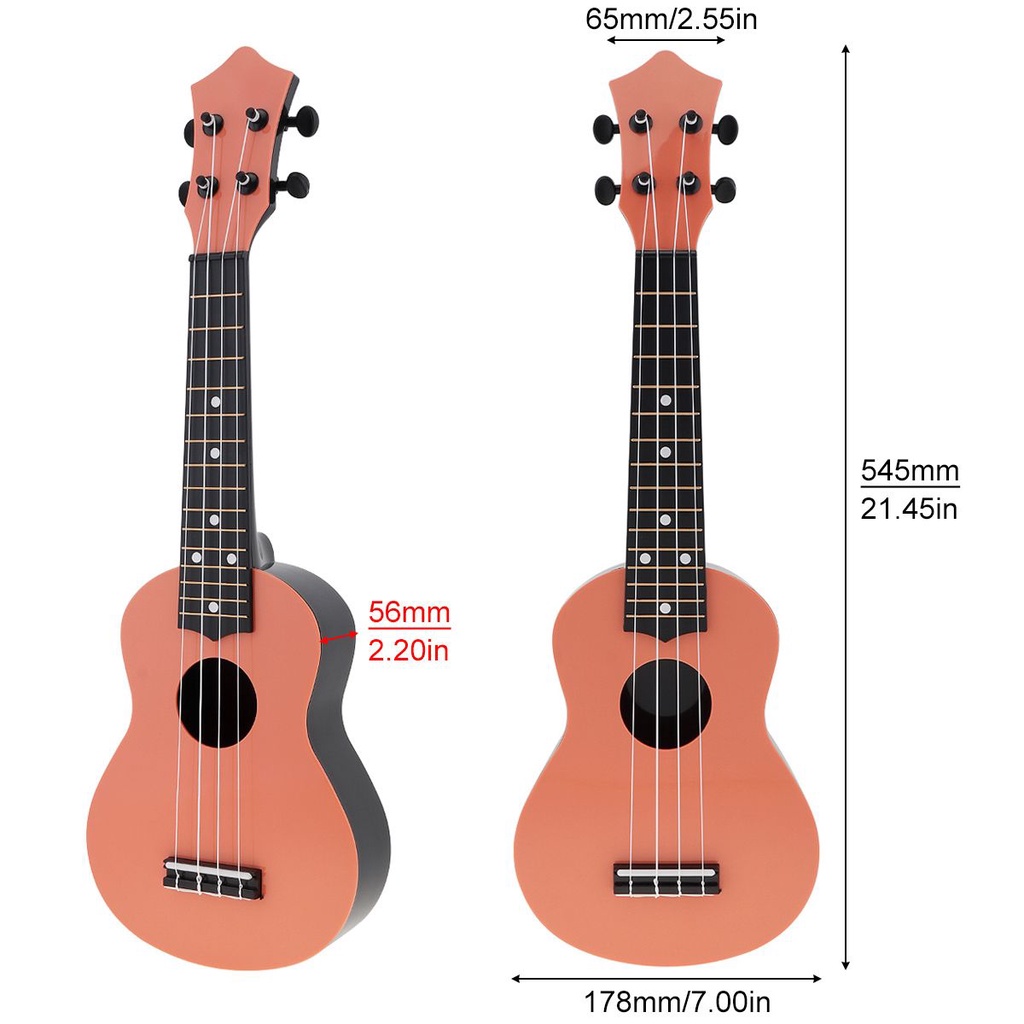 Gitar Akustik Ukulele Soprano 4 Senar Warna-Warni Ukuran 21 Inci 3 Warna Dengan Tas Tuner Strap Untuk Pemula