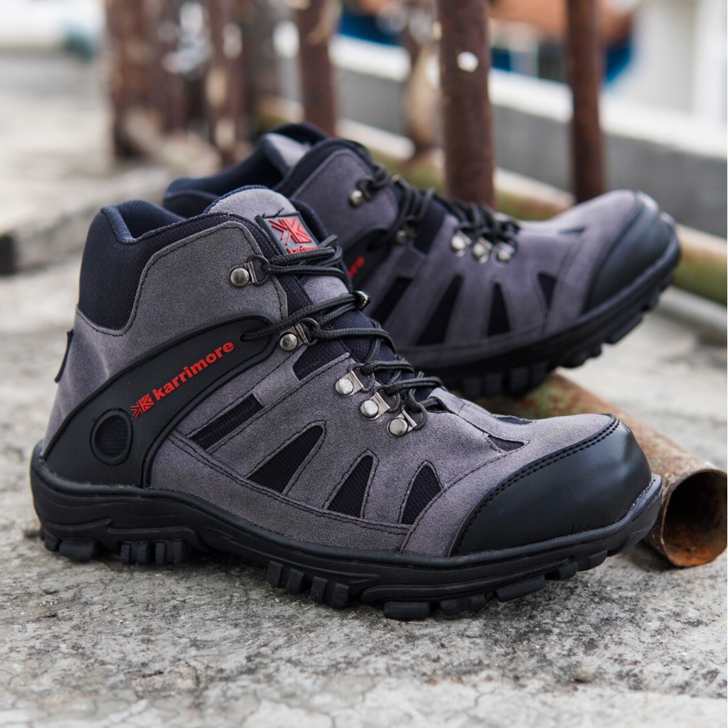 MS Shoes - Sepatu Gunung Pria Karrimore Summit Abu Waterproof Boots Safety Hiking Tracking Outdoor