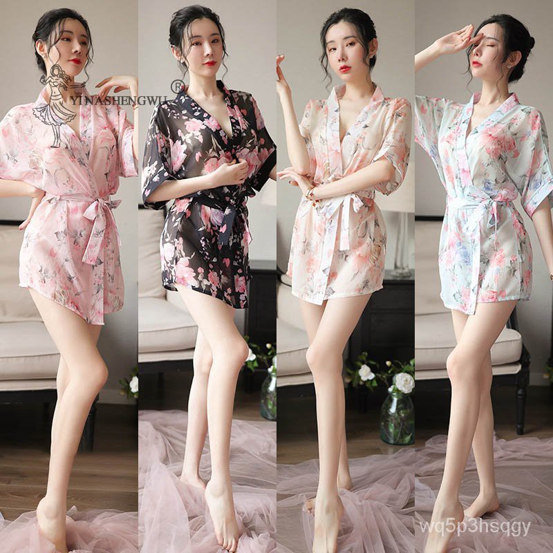 Pink Sexy Yukata Perspective Kimonos Clothing Dress Style Cosplay Japanese Traditional Kimono Woman