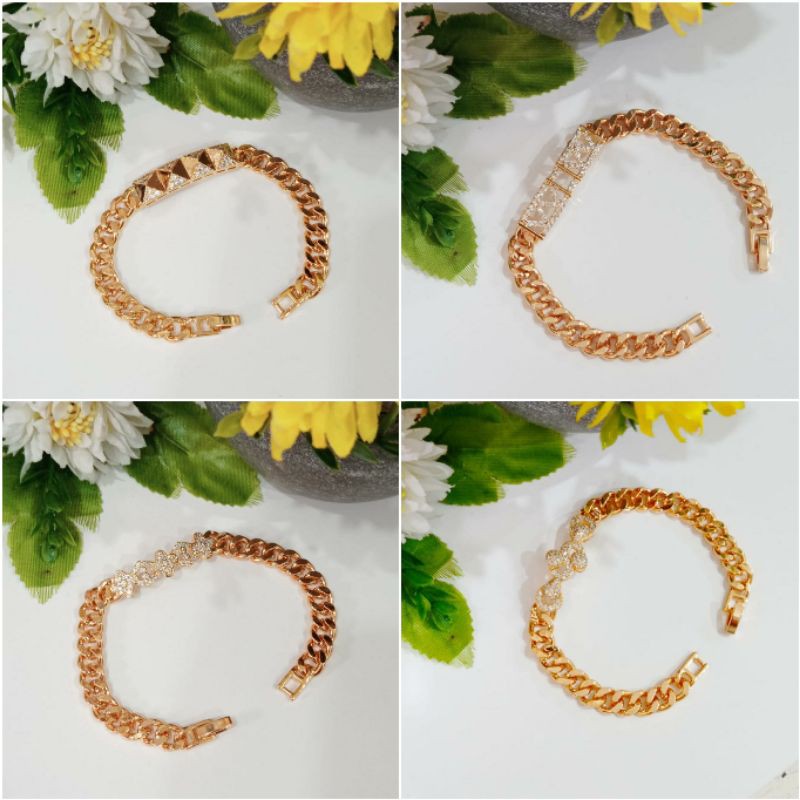 Fourfashion Gelang Tangan Dewasa Sisik Naga Bermotif Kekinian Lapis Emas YT036