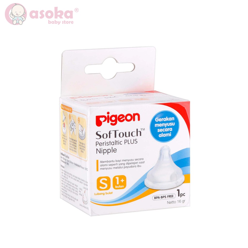 Pigeon SofTouch Peristaltic Plus Nipple isi 1 S M L ASOKA