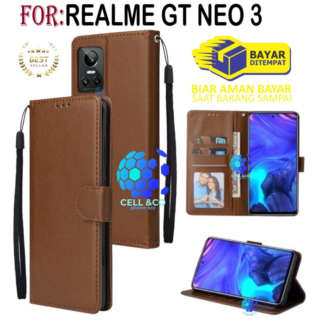 REALME GT NEO 3 CASE FLIP LEATHER WALLET PREMIUM FLIP CASE BUKA TUTUP KESING HP CASING FLIP CASE REALME GT NEO 3