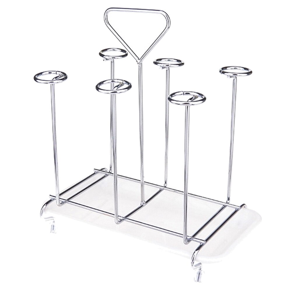 Mi.more Rak Gelas 6Cups Perak Stand Holder Cangkir Stand Gelas Sampanye Dengan Sasis Putih /Stand Glass Stainless Tempat Cangkir / Gelas Stand / Tempat Gelas Gantung