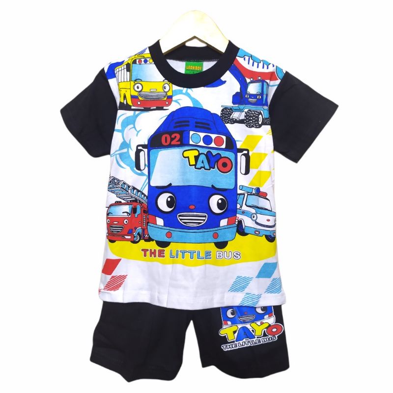 STELAN ANAK-ANAK LENGAN PENDEK TERBARU MOTIF TAYO USIA 2 TAHUN SAMPAI 10 TAHUN//STELAN BAJU SANTAI/B