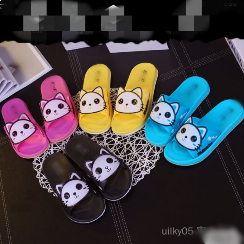 JN302_Sandal wanita karet jelly import motif kucing breslin/sandal wanita terbaru #sandal wanita kek