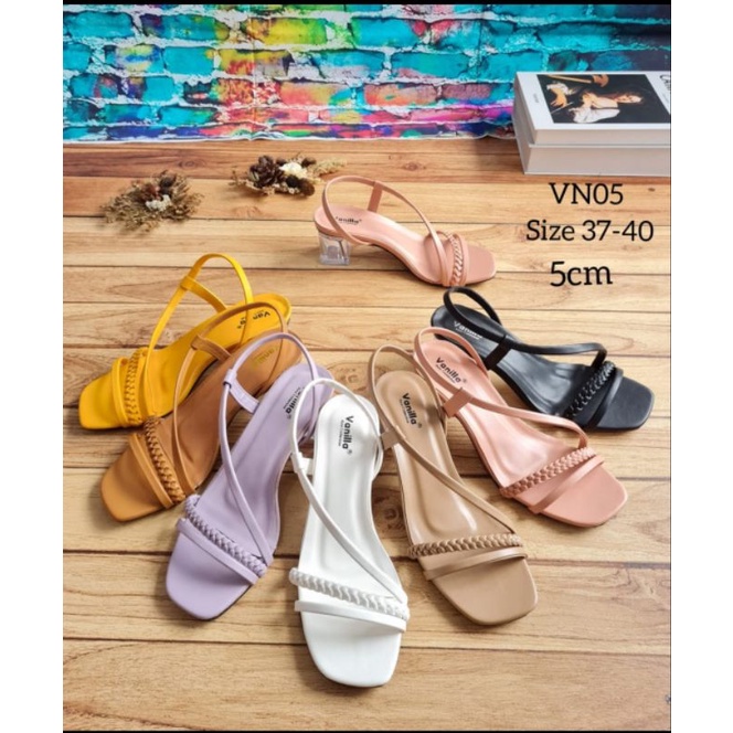 ABBUSHOES VN 05 hak kaca tali kepang 5cm untuk wanita