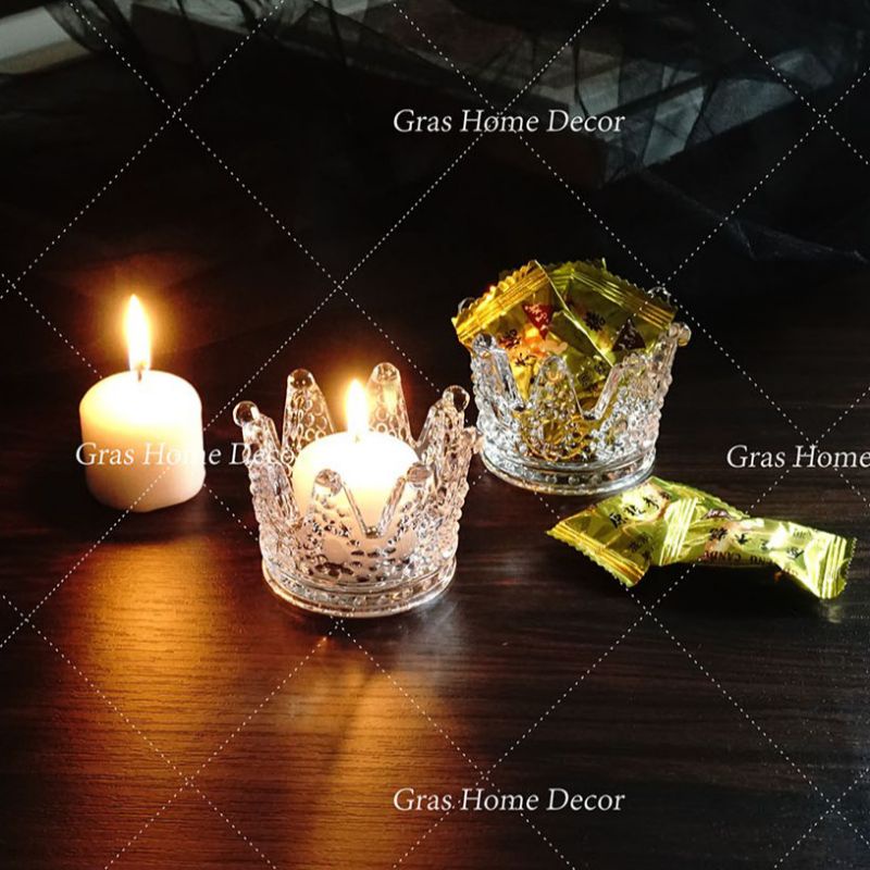 tempat lilin kristal cantik/tempat lilin mahkota kristal/tempat lilin