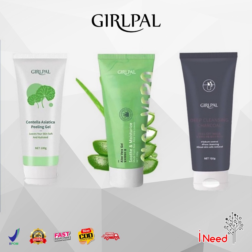 (INEED) [BPOM] GIRLPAL Centella Asiatica Peeling Gel - Aloe Vera Gel - CHARCOAL 100GR