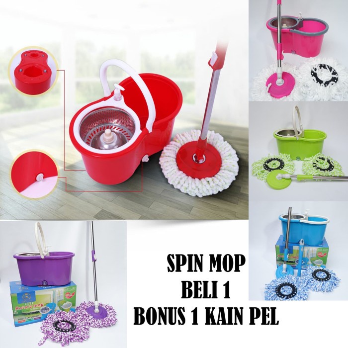 Pel Lantai putar Pel Lantai serbaguna Spin mop pel lantai plastik Mini Mop Set TRI-J 360 Magic Mop