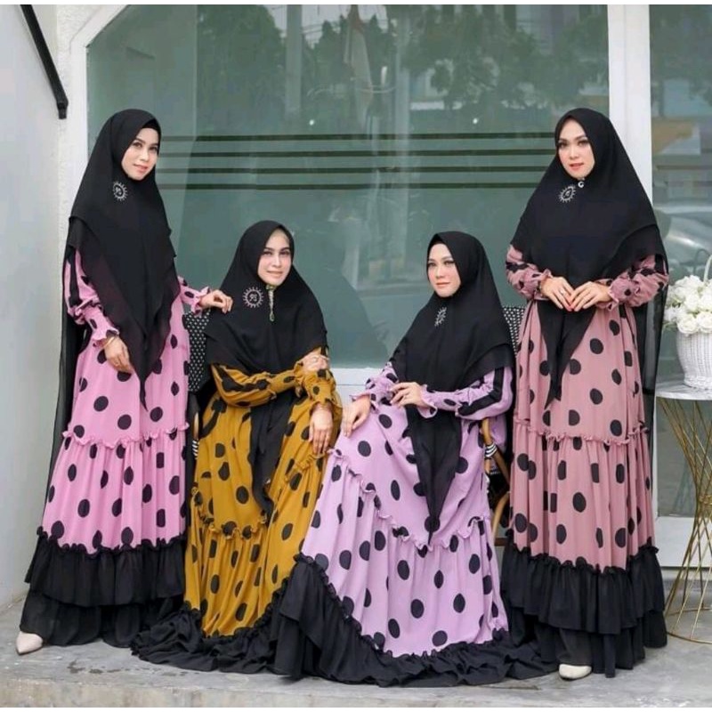 GAMIS SYAR'I POLKADOT SUPER JUMBO//GAMIS POLKADOT SET KERUDUNG//GAMIS SYAR'I//GAMIS PLUS KHIMAR//GAMIS POLKADOT VIRAL//GAMIS MURAH//GAMIS MEWAH//GAMIS KOMDANGAN//GAMIS TERBARU