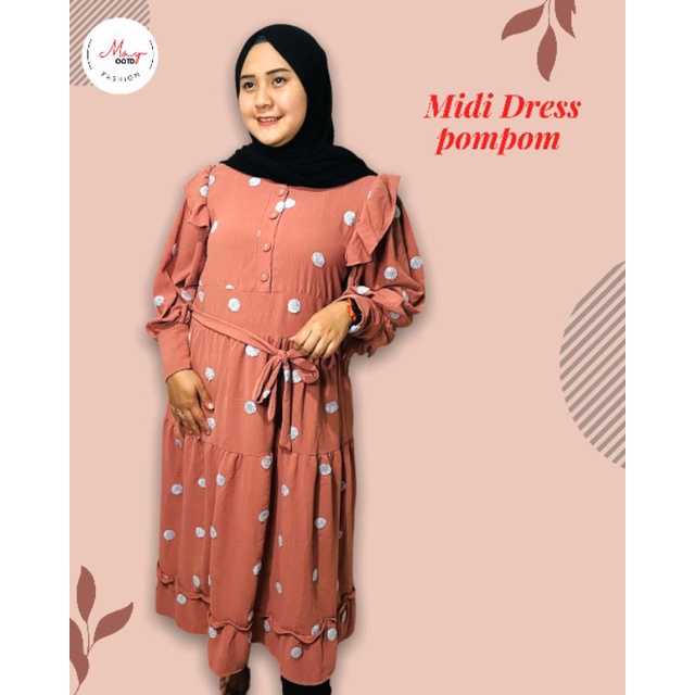midi dress lesty pompom