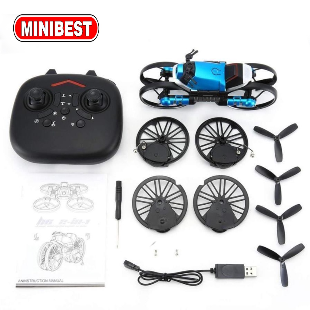 H6 2 In 1 Drone Motorcycle Vehicle Multi-functional Folding Aircraft Quadcopter Toy For K