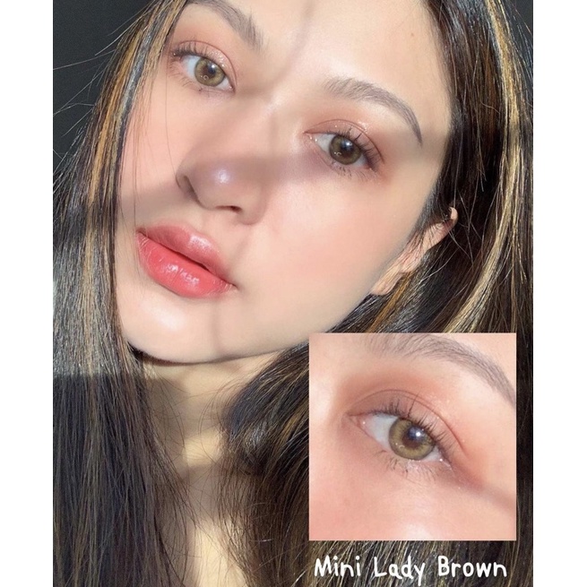 Softlens Kitty Kawaii Mini Lady Brown / Coklat Normal Minus Beda Minus