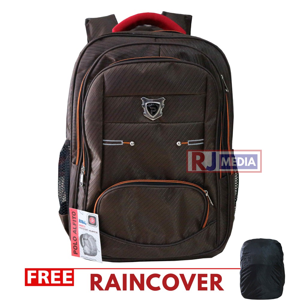 Ransel Pria POLO Bonus Raincover Tas Ransel Polo Alfito Backpack Laptop Tas Punggung Formal Elegant Kerja Kantor Kuat Awet Backpack Sekolah SD SMP SMA Kuliah Kerja Bonus Raincover