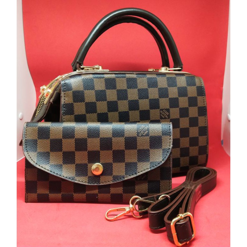 Preloved top Handle bag set Tas gengam motif louis vuitton paris slot banyak