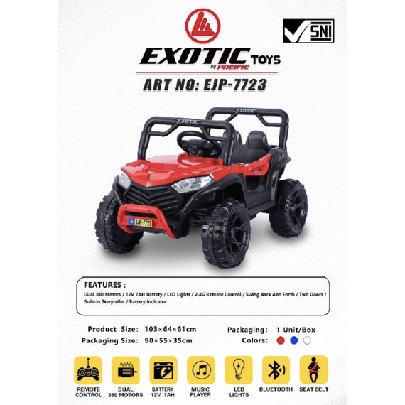 Mobil Aki Anak EXOTIC Jeep EJP-7706 EJP-7704 7727 7707 EJP7706 EJP7004 EJP7727 EJP7707 Remote Remot Murah-7