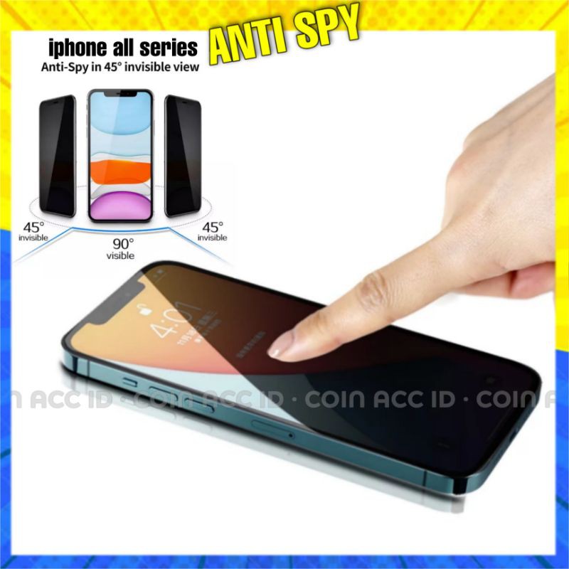 Tempered Glass IPHONE X 11 12 PRO MAX /XR/XS/7/8 plus  ANTI SPY | 9H | Ceramic | 9D /10D full screen