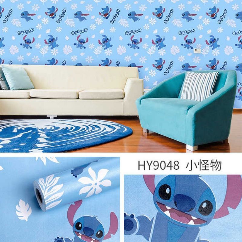 BOY WALLPAPER - WALLPAPER STICKER WALPAPER DINDING KARAKTER STITCH PREMIUM BAHAN PVC MOTIF KARAKTER BEST SELLER