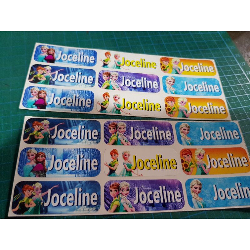 

stiker label nama water proof tahan air vinyl size L frozen anna elsa