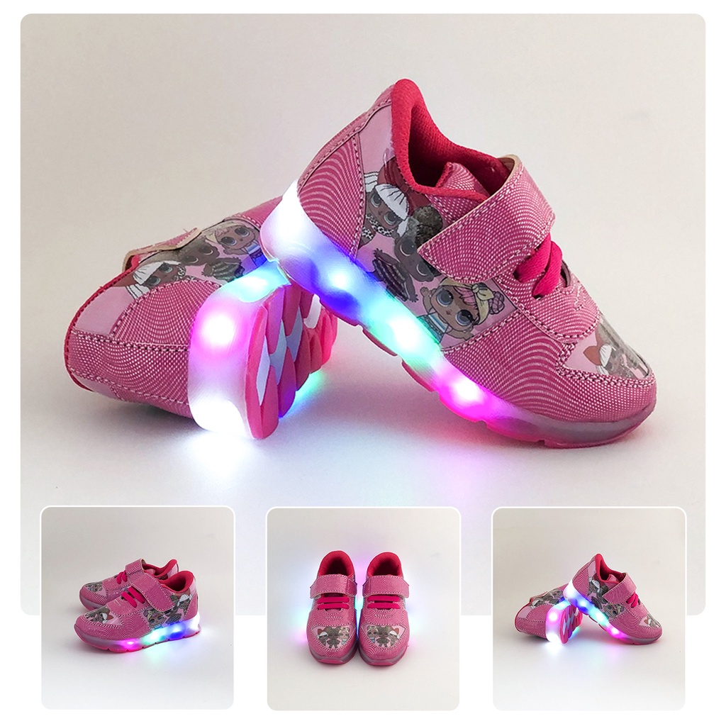 Sepatu Sneakers LED Motif LOL Terbaru // Sepatu Anak Perempuan