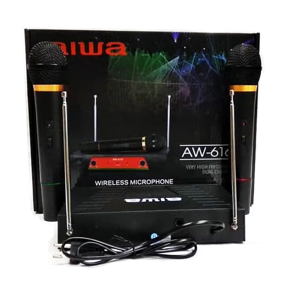 Microphone Wireless Aiwa AW-616 Mic Karaoke Tanpa Kabel