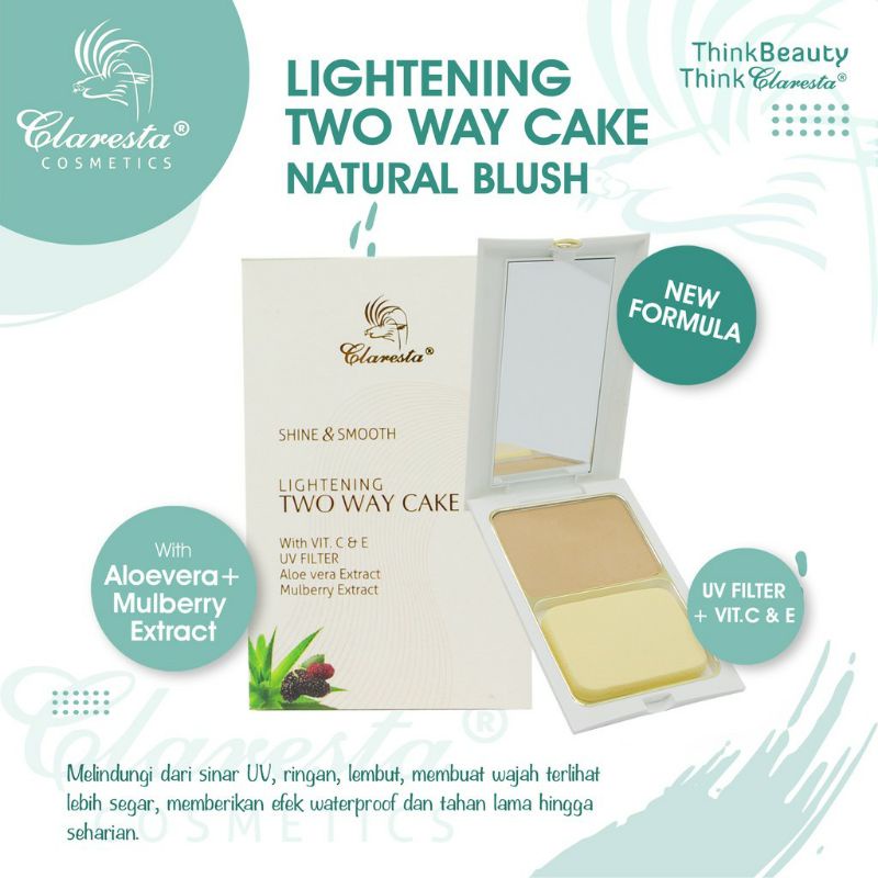 CLARESTA LIGHTENING TWO WAY CAKE NATURAL BLUSH | PINK NUDE 12gr ~ ORIGINAL 100%