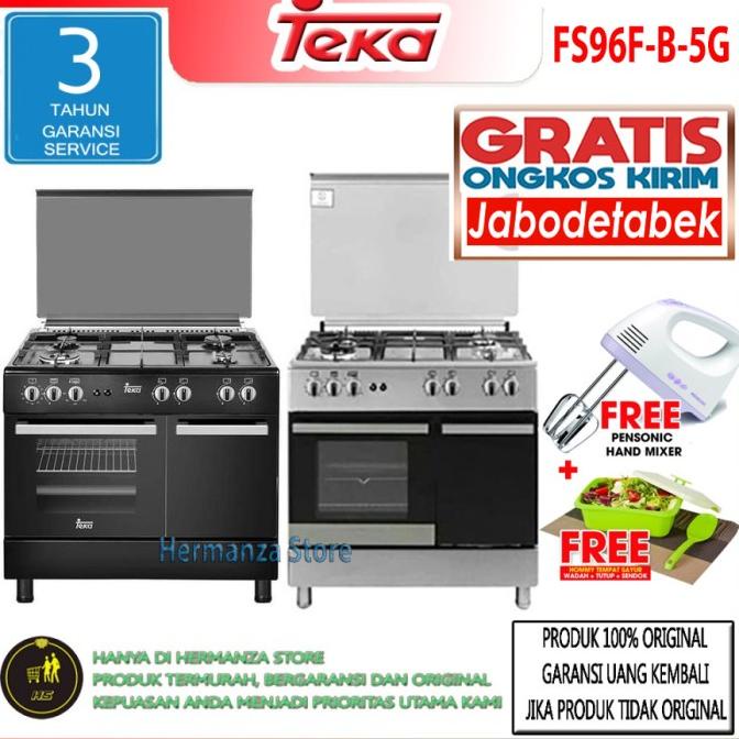 Teka Freestanding Gas Cooker 5 Tungku Kompor Oven Fs96F-B-5G 3Kv_Nmnluu