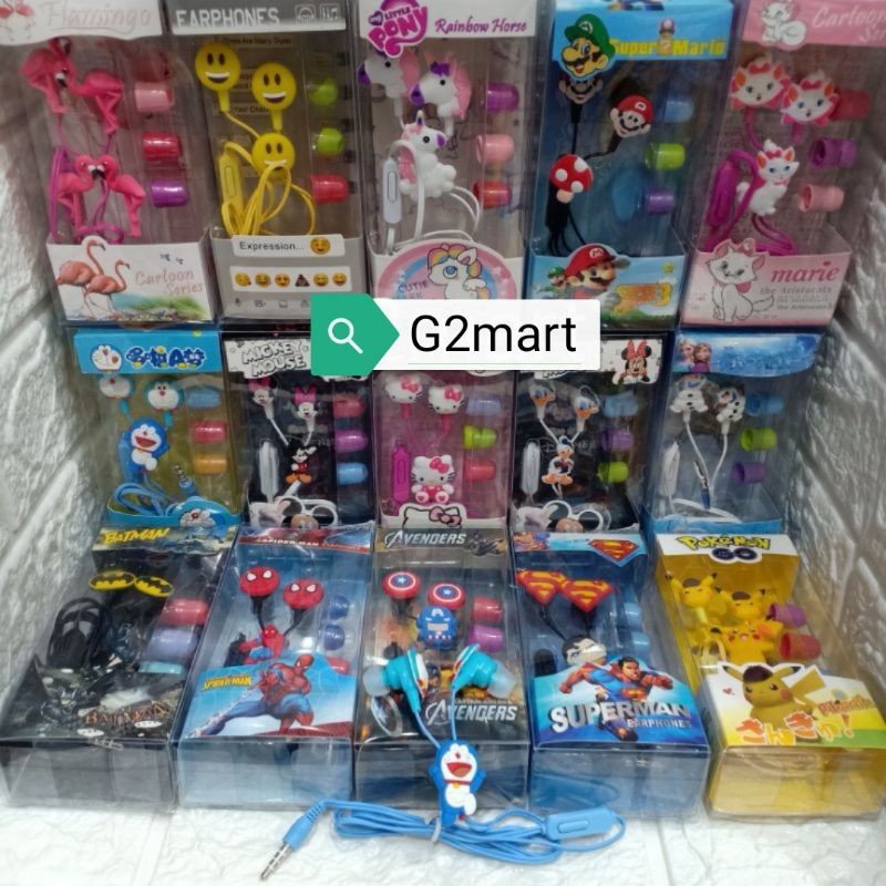 Handsfree/earphone/headset/hf karakter lucu + MIC bisa telp/music/online